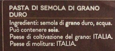 Pasta di gragnano I.G.P. ingredients label