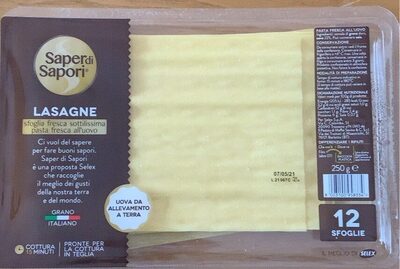 Lasagne sfoglia fresca all’uovo front packaging
