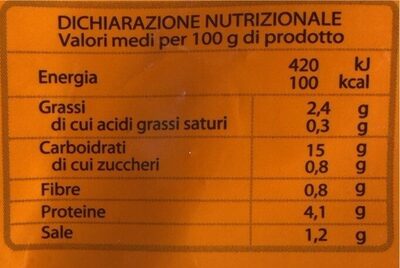 Paella surgelata nutrition facts table