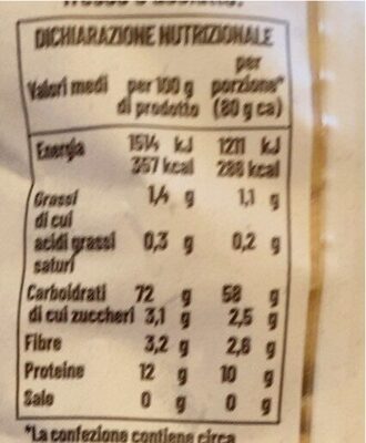 Mezze Penne Nº332 nutrition facts table