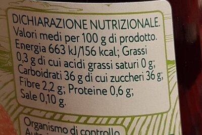 Composta biologica frutti di bosco nutrition facts table