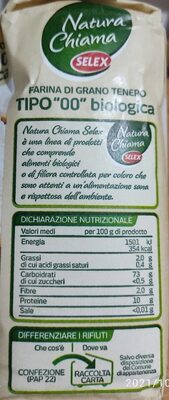 Farina di grano tenero tipo "00" nutrition facts table