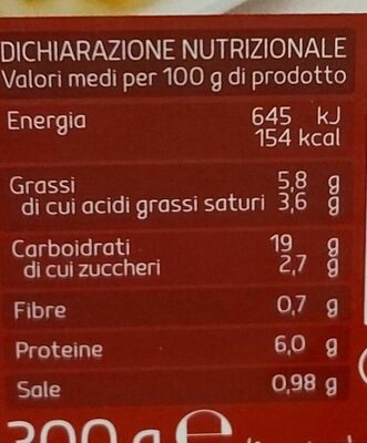 Maccheroni con speck e formaggi nutrition facts table