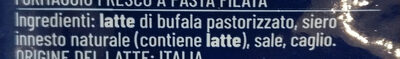Mozzarella Selex latte di bufala ingredients label