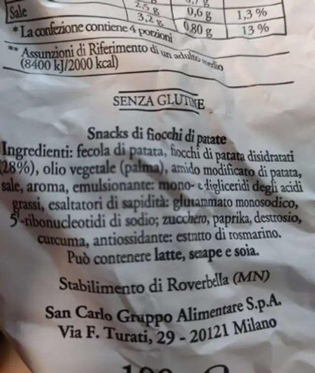 Cross ingredients label