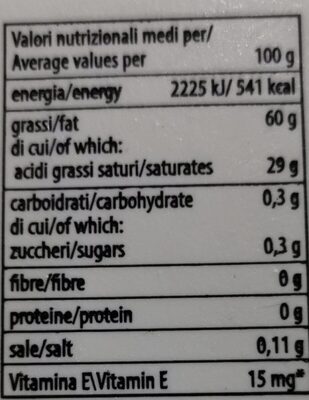 Spalma & Cucina nutrition facts table