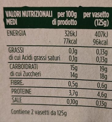 Yogurt mirtillo nutrition facts table