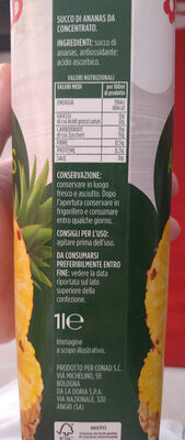 100% ananas ingredients label