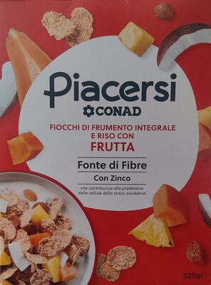 Fiocchi di frumento integrale e riso con frutta