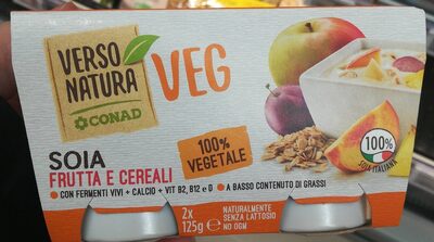 Soia frutta e cereali front packaging
