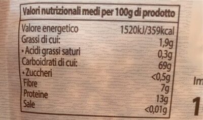 Farro soffiato biologico nutrition facts table