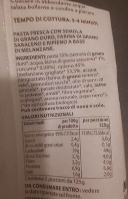 mezzelune alle melanzane nutrition facts table