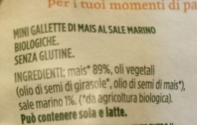 Triangoli di mais ingredients label