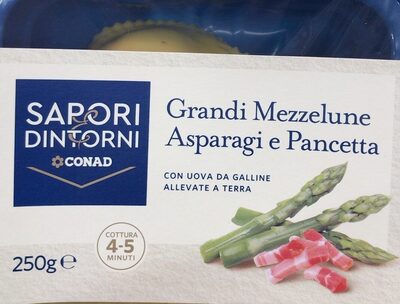 Mezzelune asparagi e pancetta