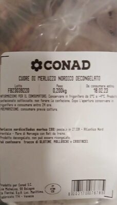 Cuore di merluzzo nordico decongelato