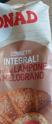 Cornetti integrali farciti al lampone e melograno front packaging