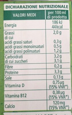 Latte di soia nutrition facts table