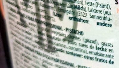 Gran Pistacchio ingredients label