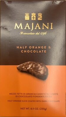 Mezze fette di arancia ricoperte di cioccolato fondente extra