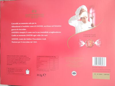 Lindor Latte ingredients label