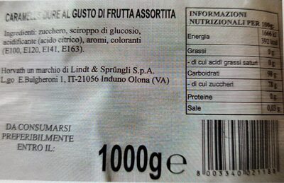 Caramelle dure al gusto di frutta assortita
