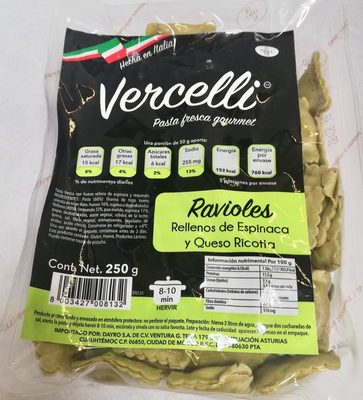 Vercelli Ravioles rellenos de espinaca y queso ricotta