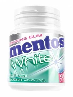 MENTOS gum menthe verte white sans sucre, paquets de 20 dragées
