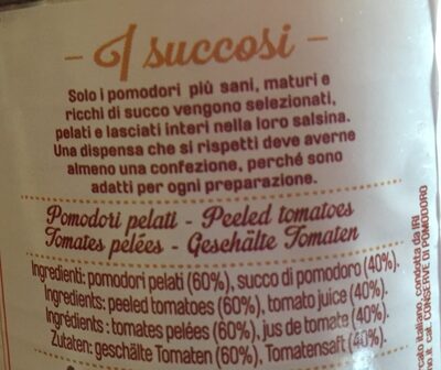 Tomate pelado 400g ingredients label