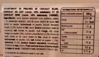 Grand party nutrition facts table