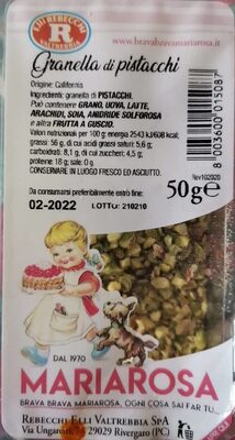Granella di pistacchi Mariarisa front packaging