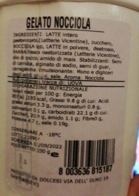 Gelato artigianale alla nocciola