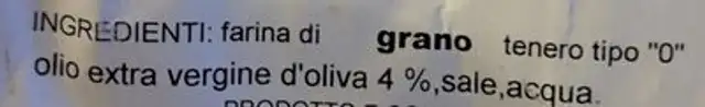 Ciambella senza lievito ingredients label