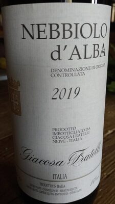 Nebbiolo d'Alba 2019 front packaging
