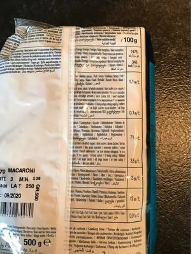 Le Speciali nutrition facts table