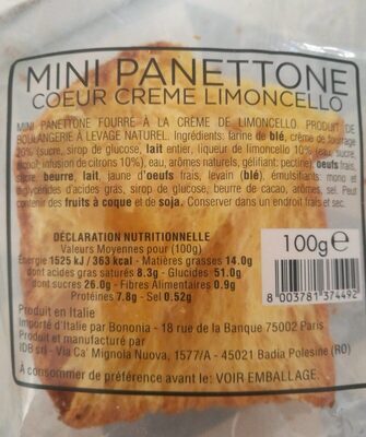 Mini panettone coeur crème Limoncello front packaging