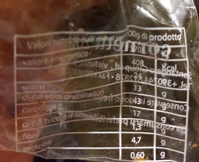 Cornetti di pasta sfoglia nutrition facts table