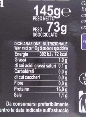 Filetto di Orata del mediterraneo al naturale nutrition facts table