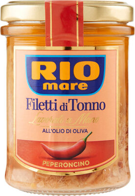 Filetti di tonno all'olio di oliva peperoncino front packaging