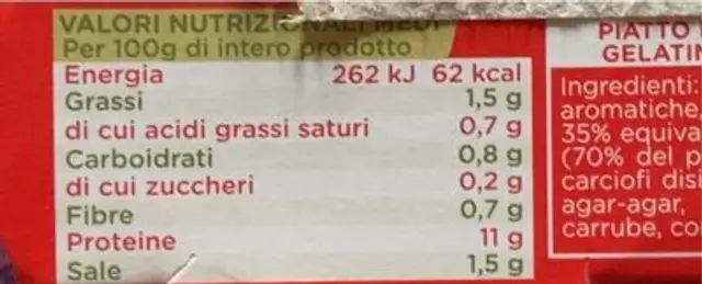 Simmenthal nutrition facts table