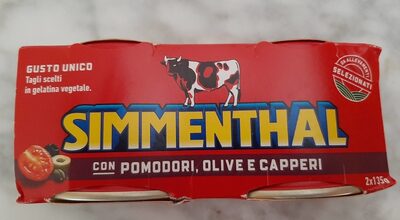 Simmenthal con pomodori, olive e capperi front packaging
