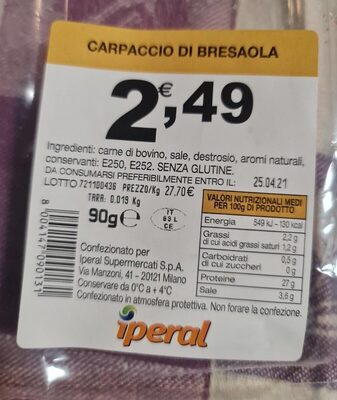 Carpaccio di Bresaola