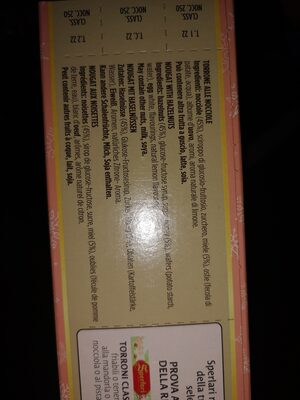 Torrone Classico Alla Nocciola ingredients label