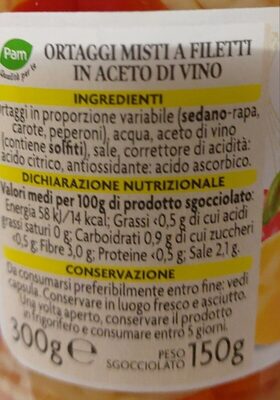 I filetti di verdura nutrition facts table
