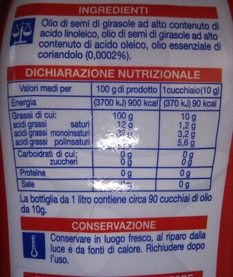 Friggo lieve nutrition facts table