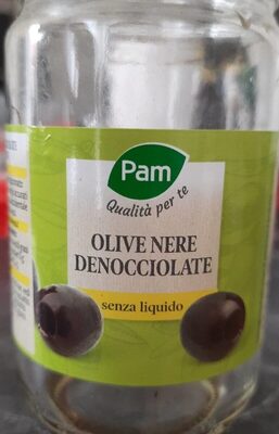 Olive nere denocciolate senza liquido front packaging