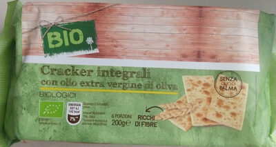 Cracker integrali con olio extra vergine di oliva front packaging