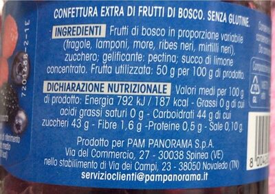 Confettura extra frutti di bosco nutrition facts table
