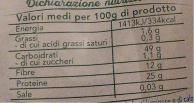 Lenticchie piccole nutrition facts table