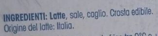 Formaggio a fette ingredients label
