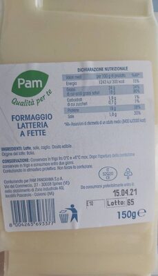 Formaggio a fette nutrition facts table